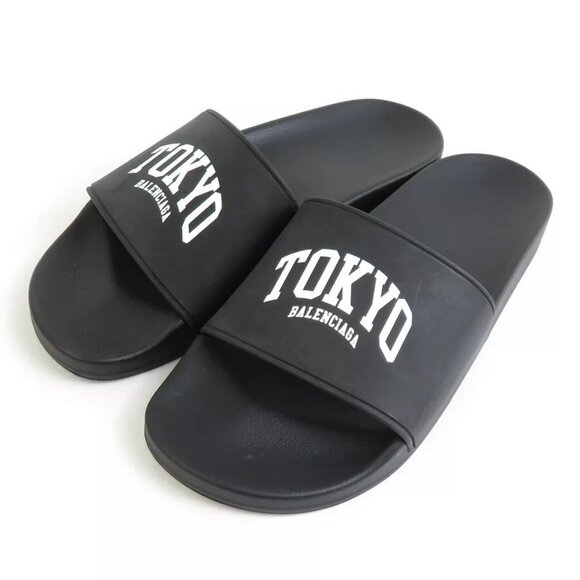 Auth BALENCIAGA TOKYO Sandals Black/White Rubber - Picture 15 of 16
